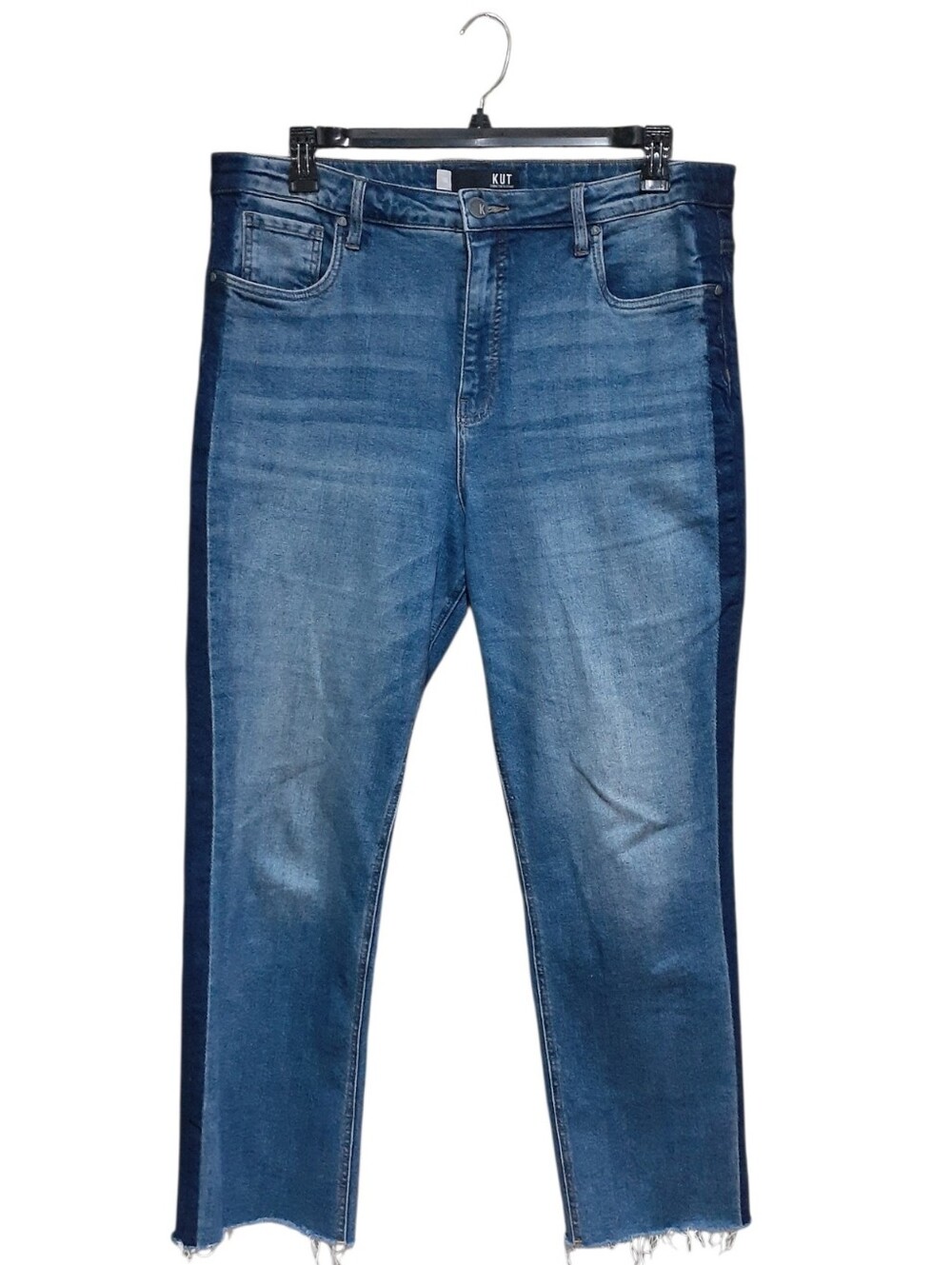 Kut from the Kloth Elizabeth High Rise Fab Ab Ankle Straight Leg Jeans Two Tone